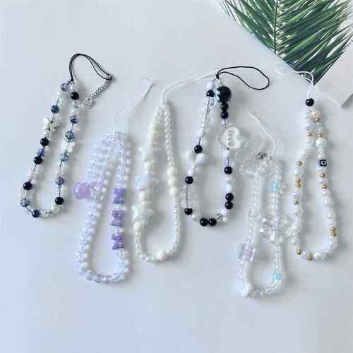 自制ins风甜酷黑白辣妹风手机链条ccd挂绳手机壳挂件相机配件挂链