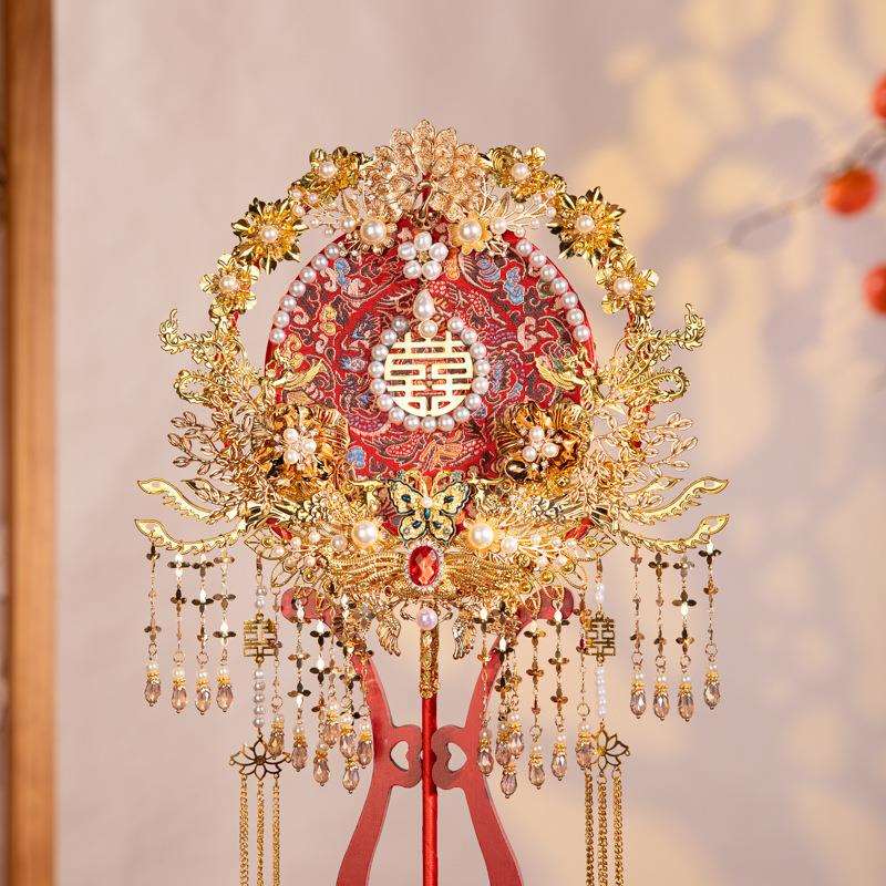 同观月新娘结婚中式手工扇秀禾服成品手持婚扇出嫁朋友闺蜜送礼成
