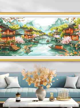忆江南十绣字新224客款厅简约现代江南0山水风景o8286712手工刺绣