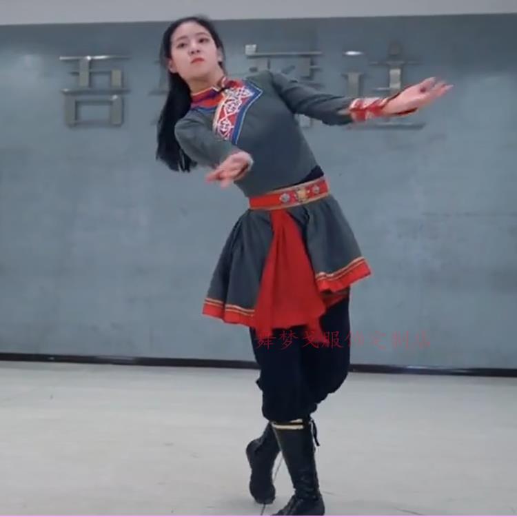 高档蒙舞蹈服装少成人新款数民演族风草原出服艺考练古功服女夏短
