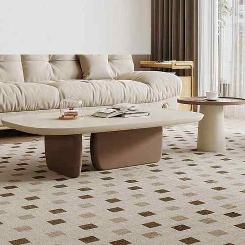 2025款轻奢奶油风现代简约异形不规则岩板茶几家用客厅小户型