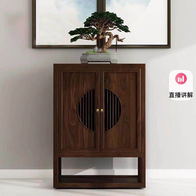 新中式实木餐边柜家用简约正对门老榆木小玄关柜覆古简约禅意储物