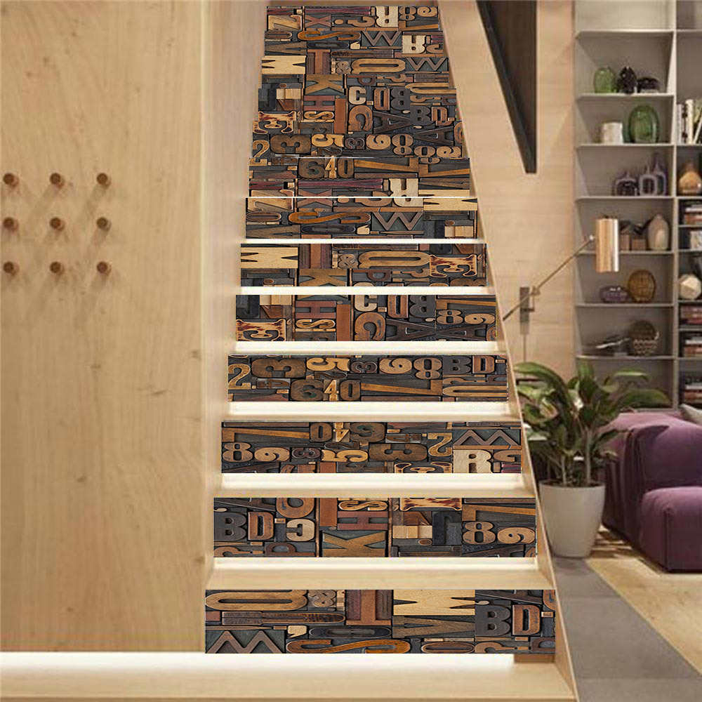 巨创货源PVC贴纸3D自粘13片楼梯贴 墙贴  客厅装饰 数字单词