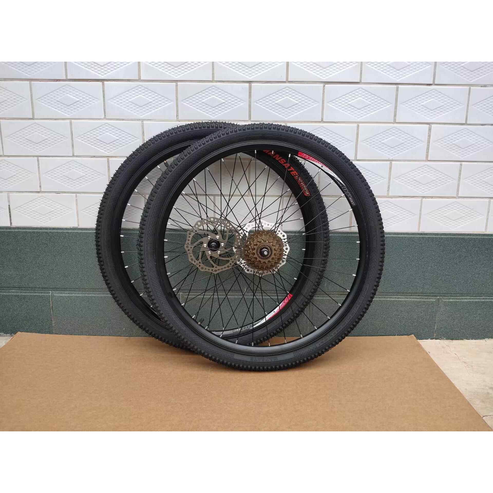 自行车加厚轮毂24英寸26英寸铝合金双层轮辋单速车轮山地自行车轮