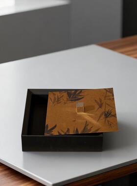 中古风复古竹盒影DDZ帽竹叶纹储物收纳客厅餐厅样盒板间衣间装饰