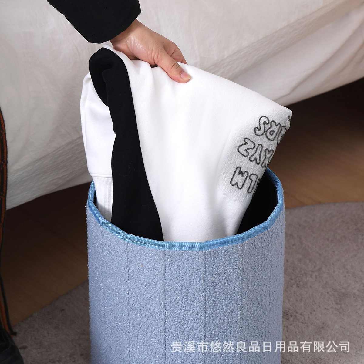纯色蘑菇凳泰迪绒儿童可爱绒面换鞋凳卧室储物凳现代可折叠收纳凳
