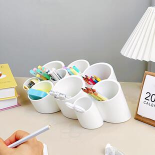 笔筒收纳盒办公室桌面轻奢简约儿童学生书桌平替 BON大容量斜插式