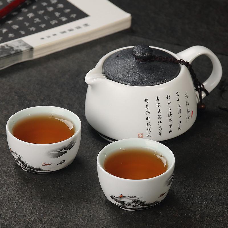 一壶两杯陶瓷 快客杯功夫泡茶器办公室旅行便携送礼2人茶具套装