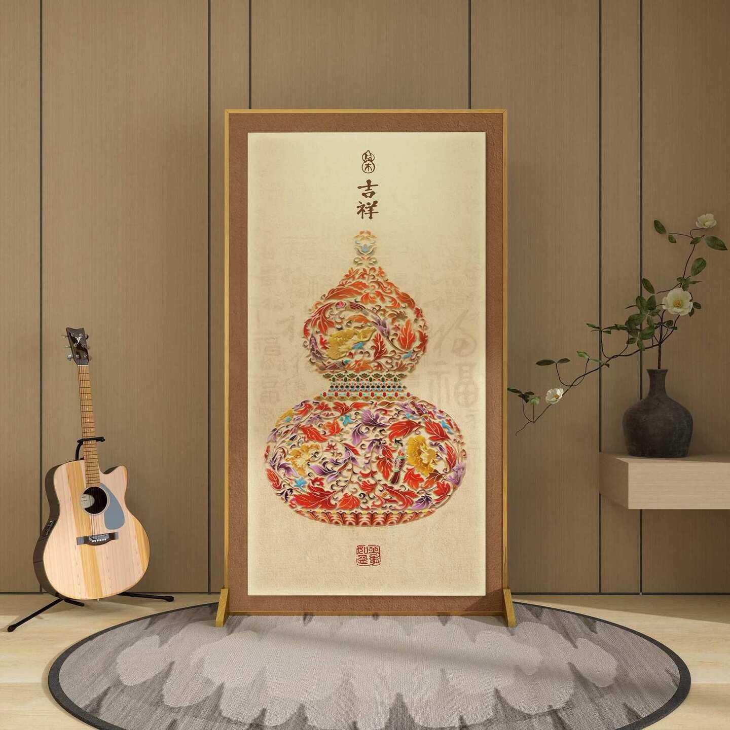 定制中式铝合金葫芦屏风隔断客厅遮挡卧室过道玄关入户门双面座屏