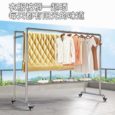 加粗镀室锌衣钢管晾衣架落地家用阳台KPB外挂架户卧水管晾衣架子