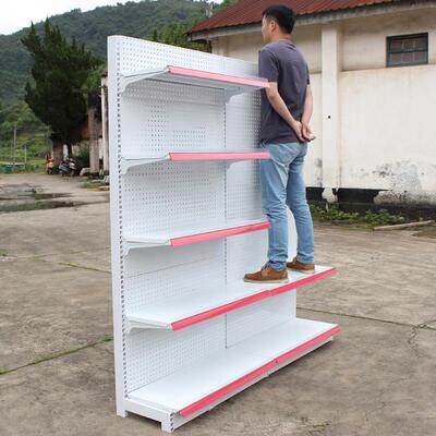 Supermarket shelves with thickened storage racks