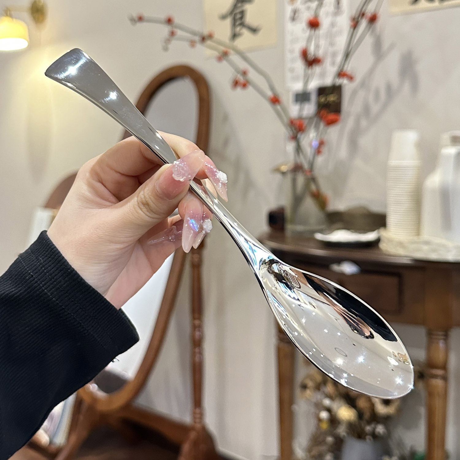 出意大利自留款 鼎奢【316不锈钢】主餐勺西餐餐具翘柄喝汤勺子