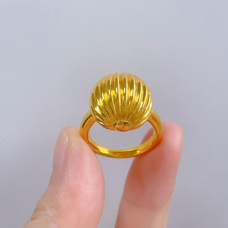 古法时尚黄金色板栗戒指女ins有求必应百搭高级指环食指戒送女友