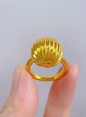 古法时尚黄金色板栗戒指女ins有求必应百搭高级指环食指戒送女友