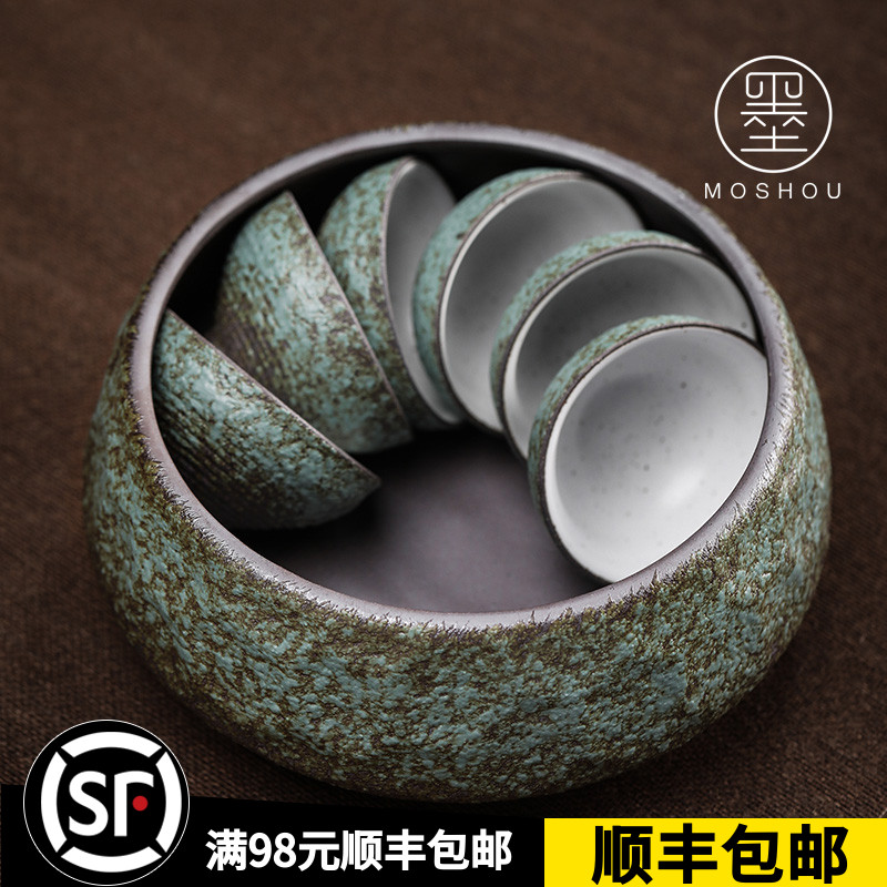 墨守 茶洗陶瓷大号粗陶水盂杯洗黑陶茶渣缸日式功夫茶具茶道配件