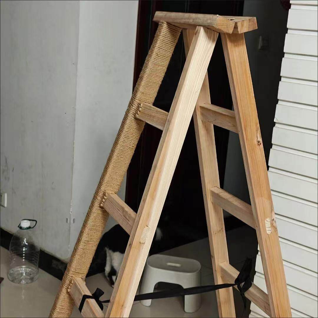 猫爬架人字梯实木楼梯网红宠物爬梯多功能木工装修木梯子质量保证