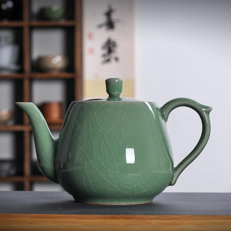 青瓷冰裂泡茶壶单壶龙泉哥窑陶瓷功夫茶具长嘴冷水壶大号中式家用
