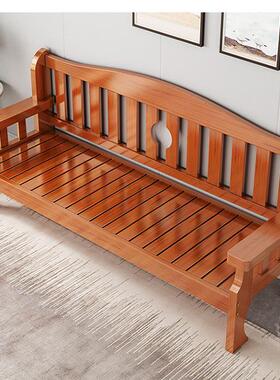 WAT现实木沙发实代简约户型木质三人位小组合农村新中式客厅全木