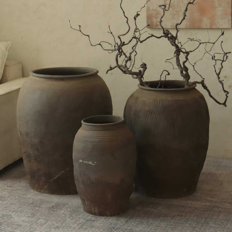 现货陶罐丨仛寂土陶花瓶落地装饰罐中古风陶瓶陶器手工罐个性大罐