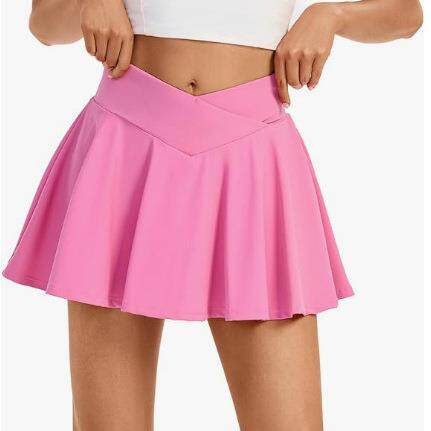 Women'S 2-In-1 High-Waisted Tennis Skirt With Shorts - Pink