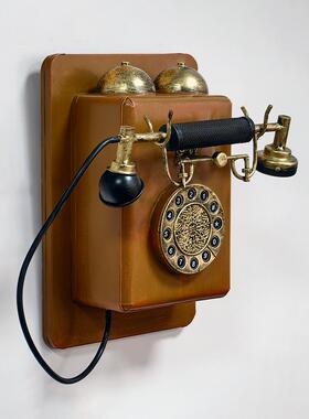 欧式覆古壁挂电话机模型装饰摆件手工铁艺工艺品影视道具厂家直销