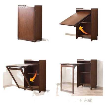 折叠书桌书柜一体家用小户型多功能电脑桌子工作台出租房简易餐桌