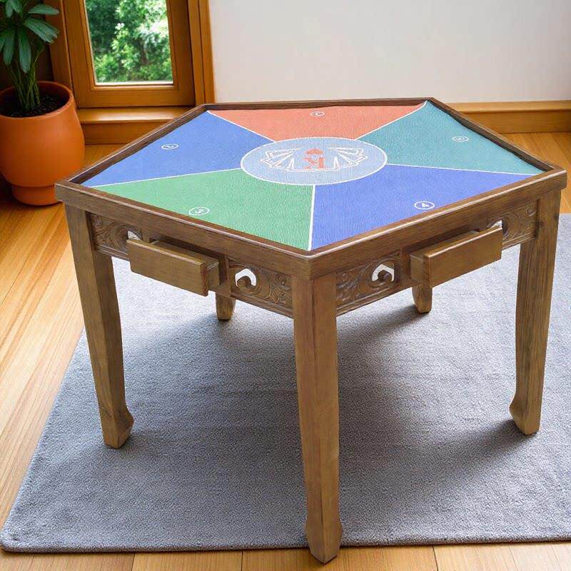 实木五边桌棋牌打扑克掼蛋桌够级六角桌狗腿桌斗地主保皇桌八边形