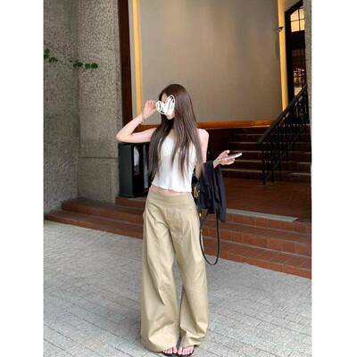Women Coffee Brown Waist Leg Pants Stretch Trousers Flare