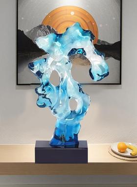 新款直销现代酒店大堂抽象太湖石摆件透明树脂落地雕塑售楼处软装