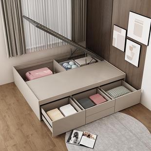 榻小户型米床无榻床头代简约高箱单DVG人储现物收纳箱体排骨架床