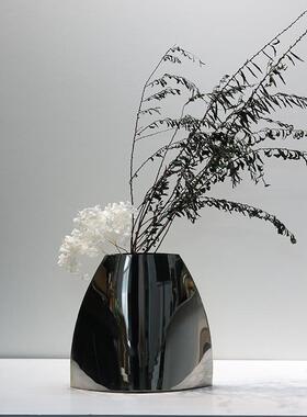 现代轻奢不锈钢花器摆件家居书房客厅售楼处电视柜茶几装饰品花瓶