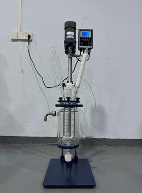 双层玻璃应釜5XVQ实验室蒸馏萃取合成应器小L型夹套式玻璃反应反