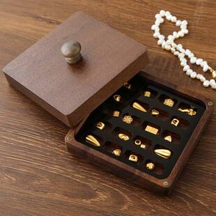 胡桃木磁吸小金豆豆收纳盒1克黄金转运珠10g金条首饰攒金子收藏盒
