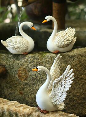 天鹅摆件花园家居装饰品水景鱼池造景彷真动物别墅幼儿园景观布置
