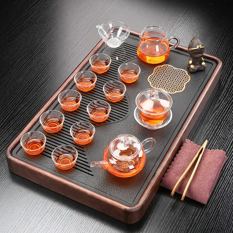 紫砂茶具套装家用客厅功夫茶杯小型实木茶盘排水茶台办公室泡茶壶,餐饮具,茶具架,淘宝优惠券,粉丝福利购,淘宝优惠卷
