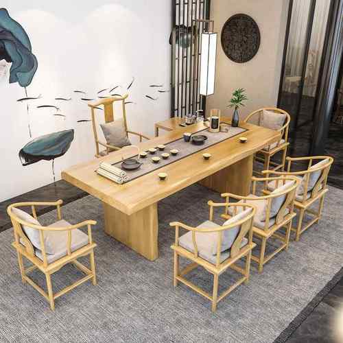 新中式实木茶桌椅组合 小户型客厅会客泡茶桌 办公室接待洽谈茶桌