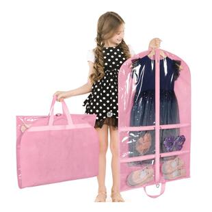 厂家现货PVC衣服防尘袋儿童无纺布服装防尘罩女孩舞蹈裙收纳袋