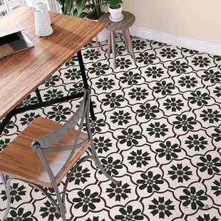 复古小花砖贴纸卫生间防水地面仿瓷砖翻新厨房防油阳台地板贴自粘