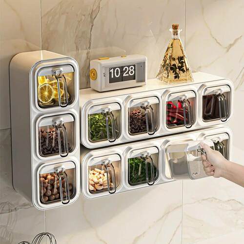 调味盒家用厨房高端用品一体多格收纳盐味精瓶盐罐子调味组合套装