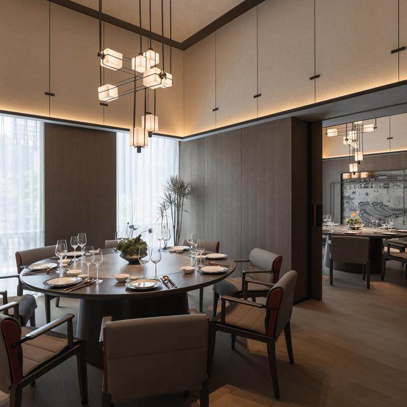 电动餐桌大圆桌酒店沃顿岩板可定制饭桌家用新中式12人15人20饭