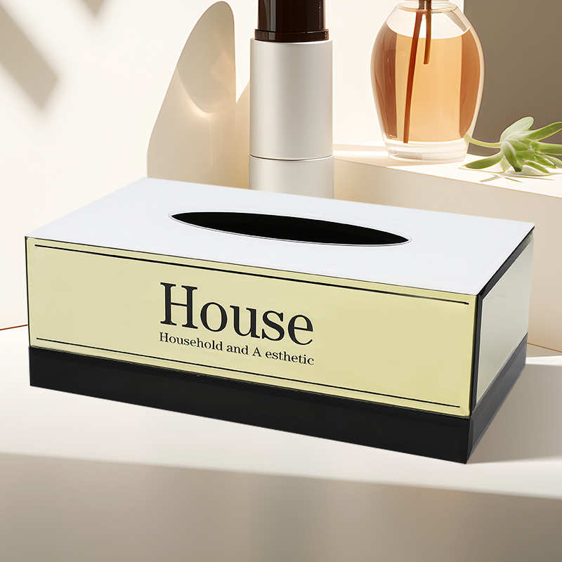 镜面玻璃纸巾盒客厅高级感酒店现代简约卫生间桌面高档创意抽纸盒