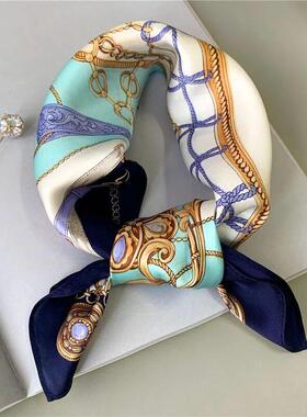 100% Natural Silk Scarf Women Design Print Foulard Neck Hair