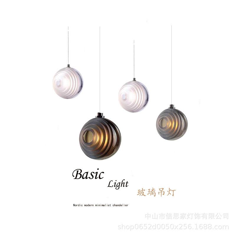 后现代别墅楼梯玻璃小吊灯简约创意餐厅吧台单个个性卧室床头吊灯
