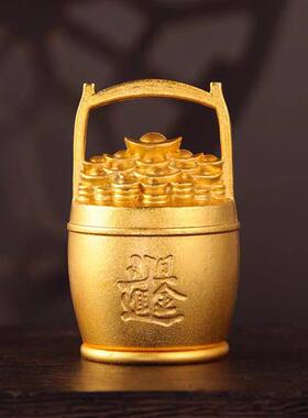 新款直销新款黄铜一桶金摆件日进斗金元宝一桶金招财水桶居室玄关