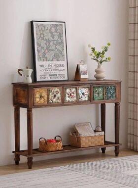 American Solid Wood Console Table Home Corridor Entry