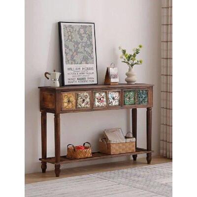 American Solid Wood Console Table Home Corridor Entry