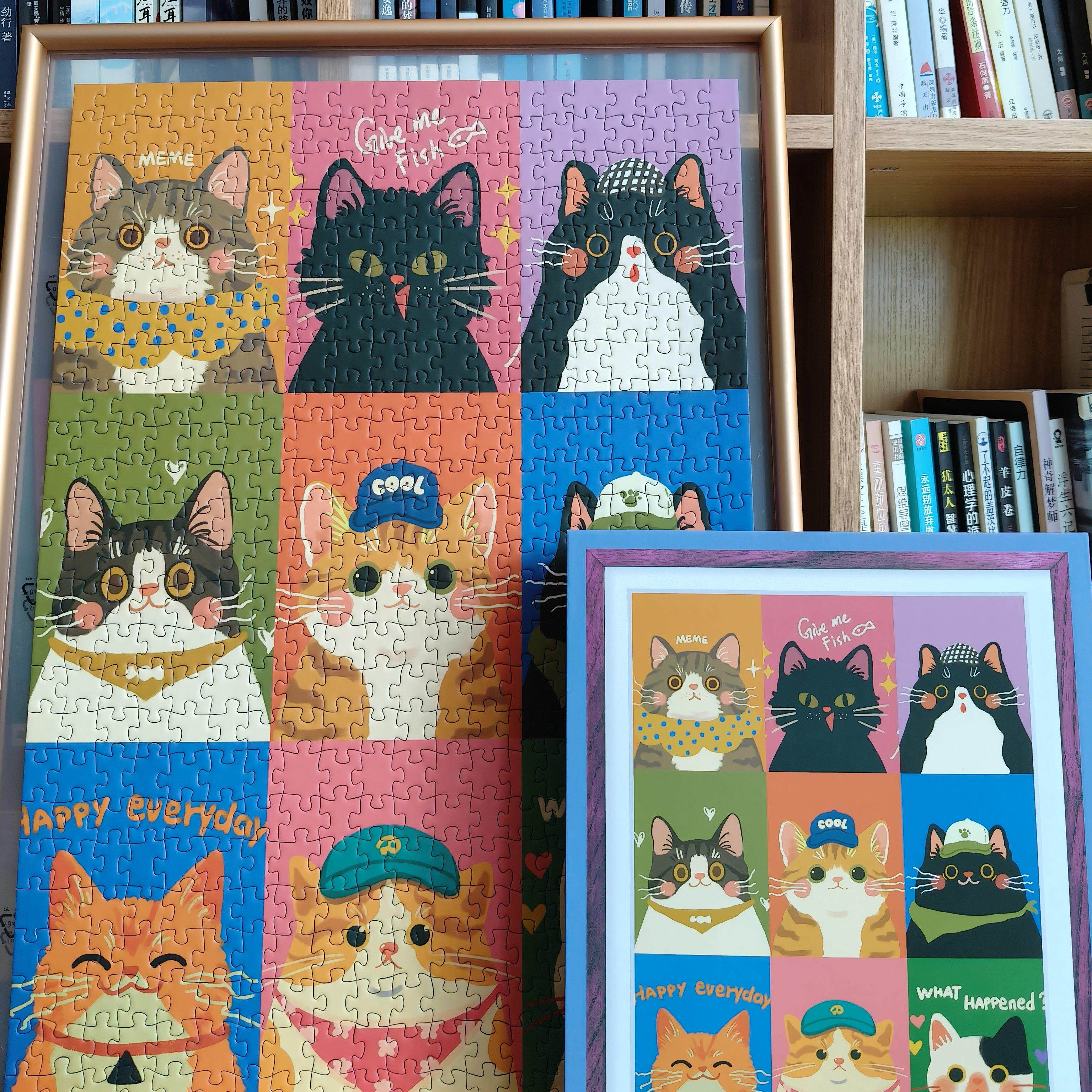 《呆滞猫猫》拼图500片丝绒工艺成人女孩礼物手工装饰画图图叮当
