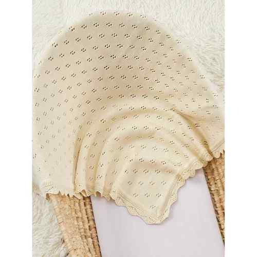 ins北欧纯棉针织毯婴儿推车盖毯宝宝小花边毯子空调毯拍照背景布