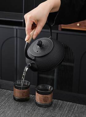 晨翔铸铁茶壶老铁烧水茶壶家用养生泡茶壶创意黑点颗粒煮茶壶炭炉