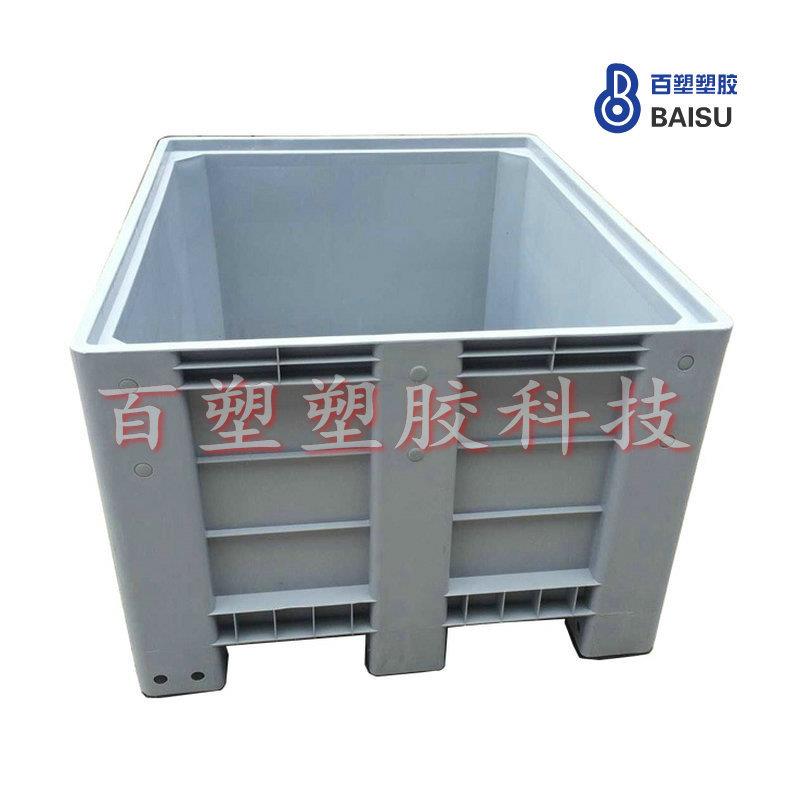 带轮子塑料卡板箱九脚塑胶托盘箱川字密封卡板箱叉车运输周转箱